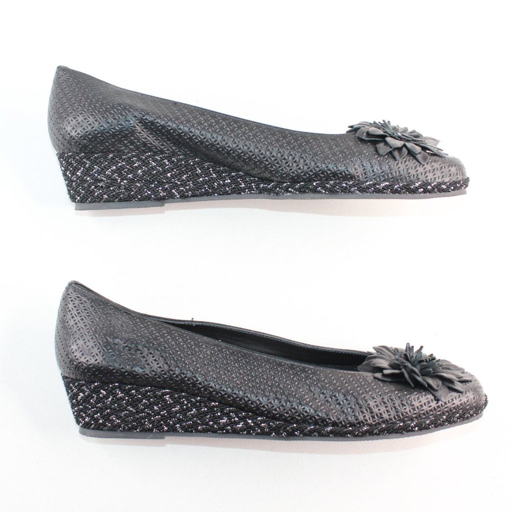 SESTO MEUCCI Black Embellished Round Toe Wedge - Picture 13 of 13